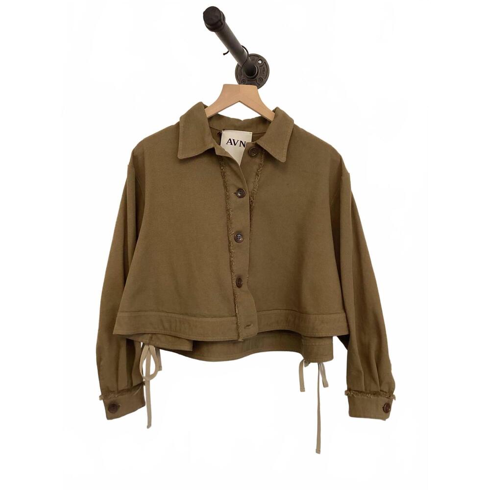 NEW AVN women's good vibe cropped jacket shirt in brown